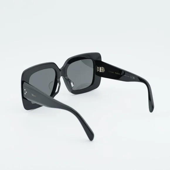 Celine CL40263F 01A Sunglasses Black Square Frame, Smoke Lenses